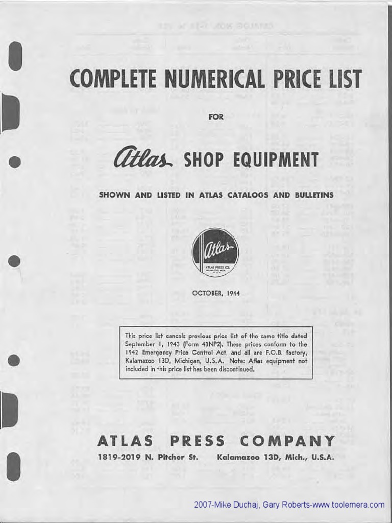 Atlas Cat Docs 1 | PDF | Tools | Metalworking