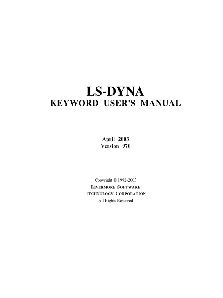 Ls-Dyna 970 Manual K | PDF | Digital Technology | Computing