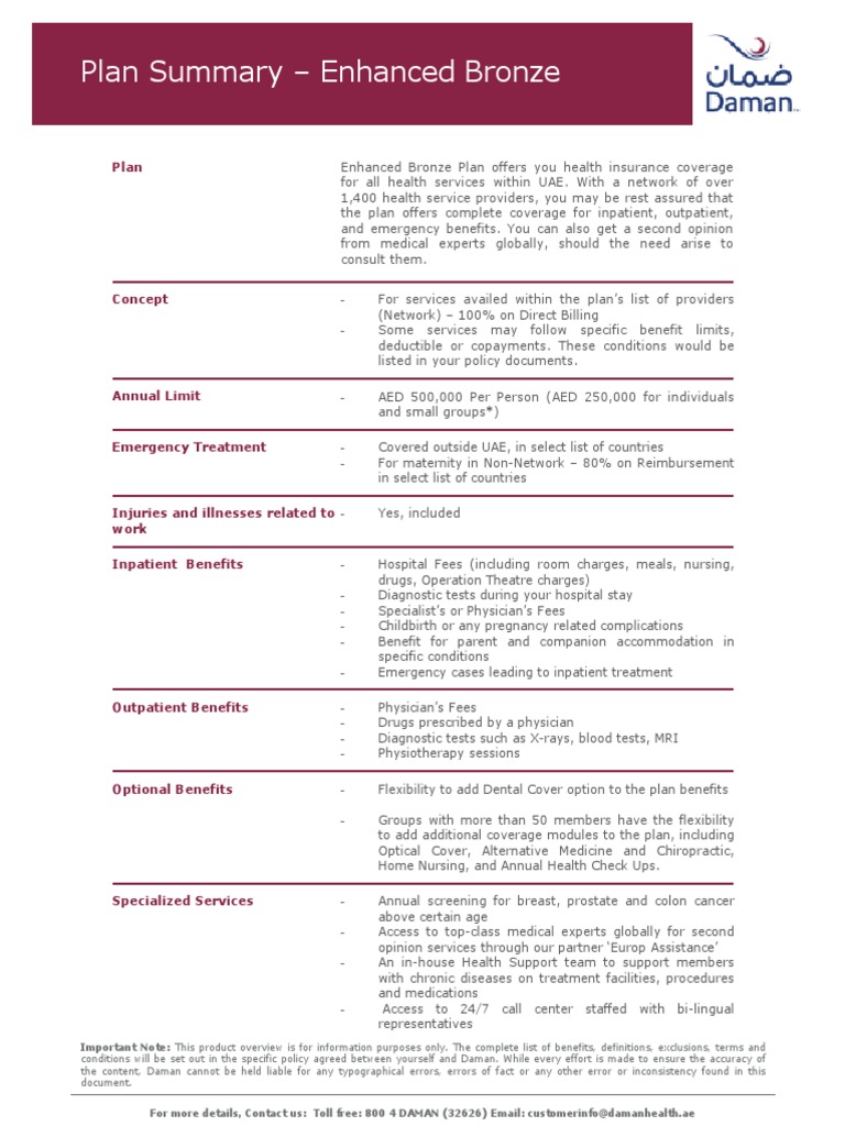 Enhanced Bronze Plan PDF Patient Health Care