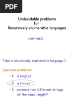 Undecidable Problems For Recursively Enumerable Languages: Continued