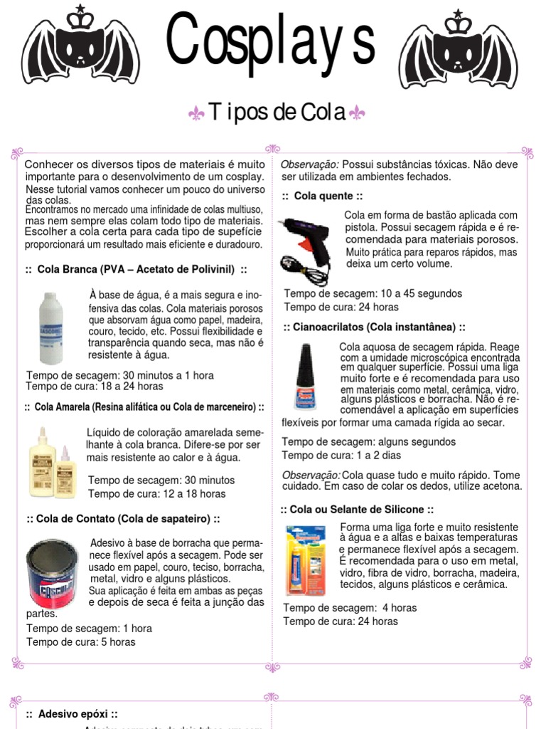 Tipos de Cola para Cosplay | PDF | Adesivo | Madeira