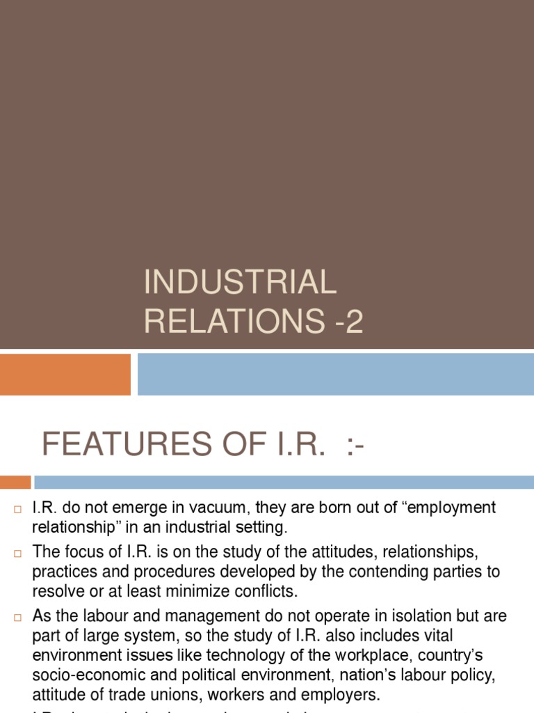 Industrial Relations Industrial Relations Employment