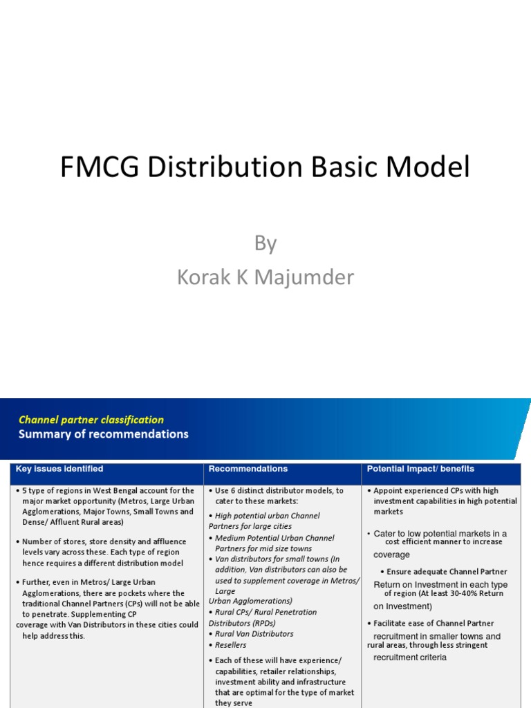 FMCG Distribution Basic Model Supermarket Discounts And Allowances