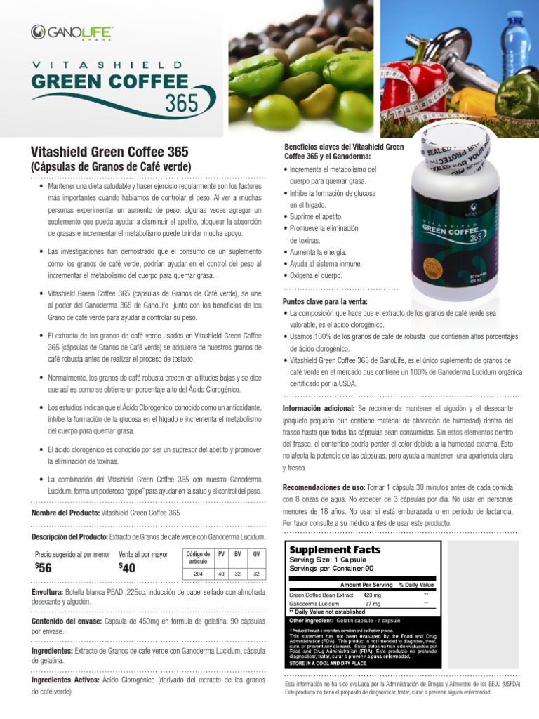 Green Coffee Spec Sheets Pa PDF café Metabolismo