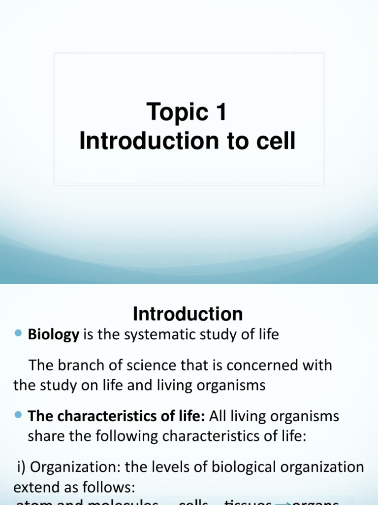 Topic 1 - Introduction To Cell | PDF | Electron Microscope | Cell (Biology)