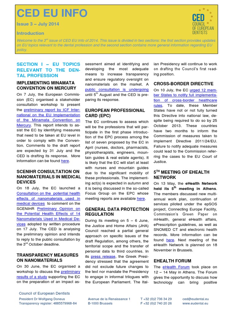 EU Updates for Dental Professionals | PDF | Patient Safety | European Union
