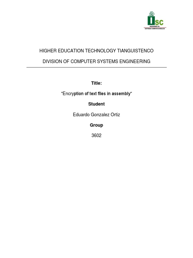 Assembly Text File Encryption Tool | PDF | Assembly Language | Source Code