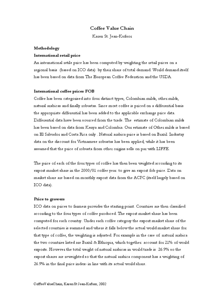 Coffee Value Chain Pdf Coffee Prices