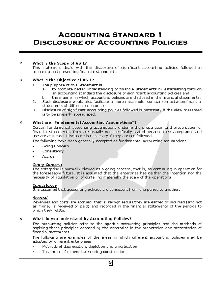 Chap2 As 1 Disclosure of Accounting Policies | PDF | Going Concern ...