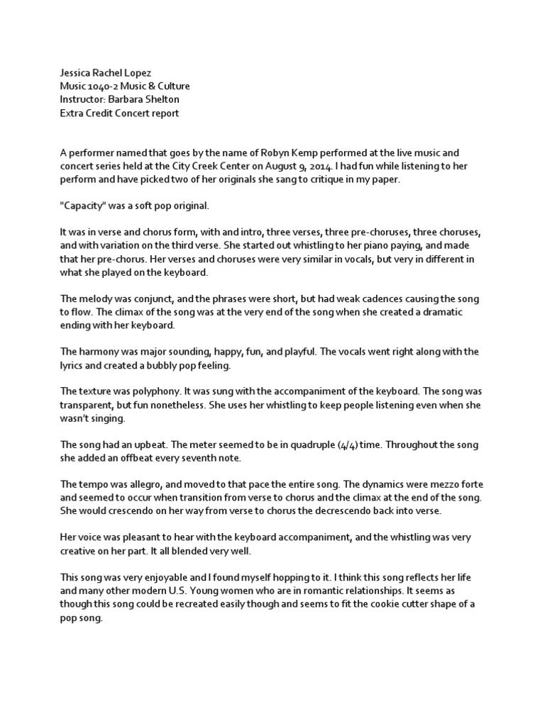 Concert Report 2 PDF Song Structure Songs