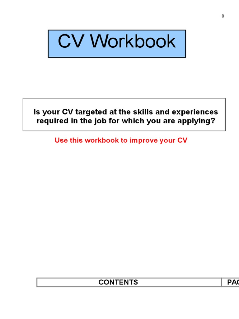 CV Improvement Workbook Guide | PDF | Career & Growth | Art
