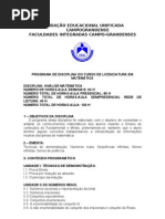 PROGRAMA DE ANÁLISE MATEMÁTICA