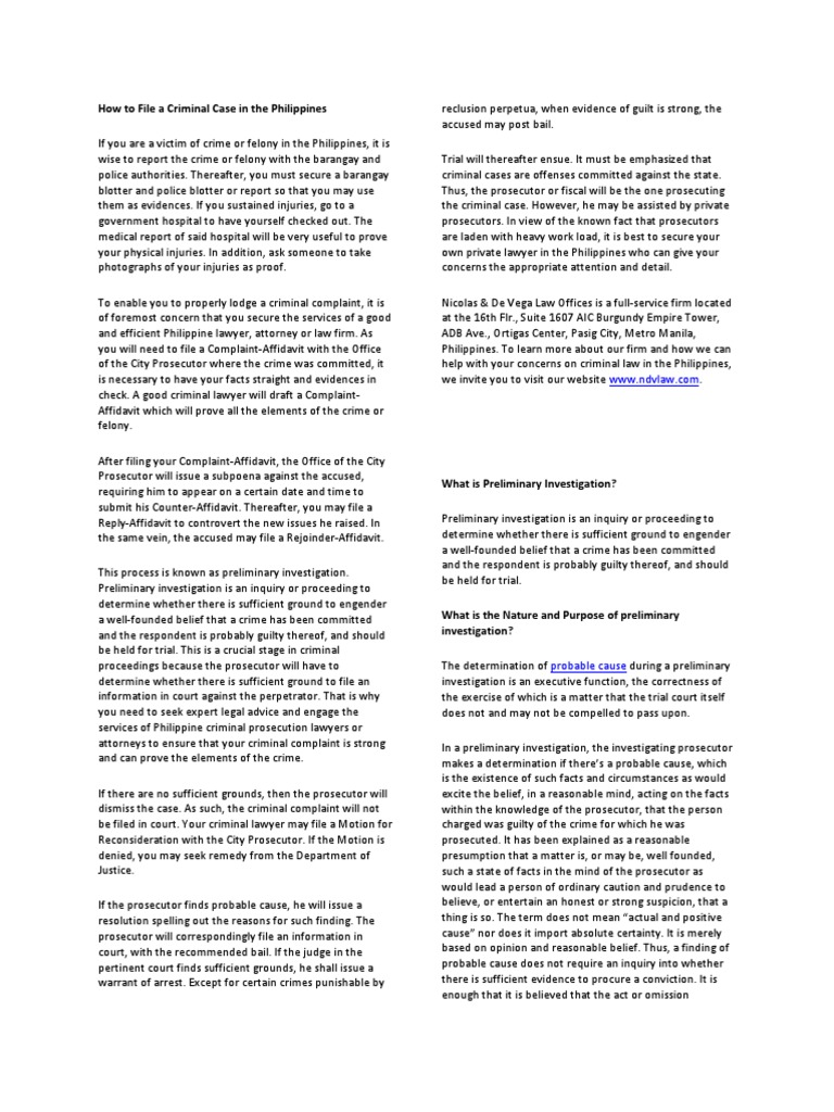 How to File a Criminal Case in the Philippines Prosecutor Probable Cause