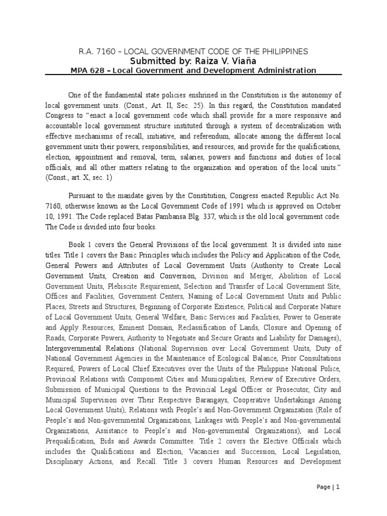 Local Government Code of the Philippines | PDF | Local Government ...