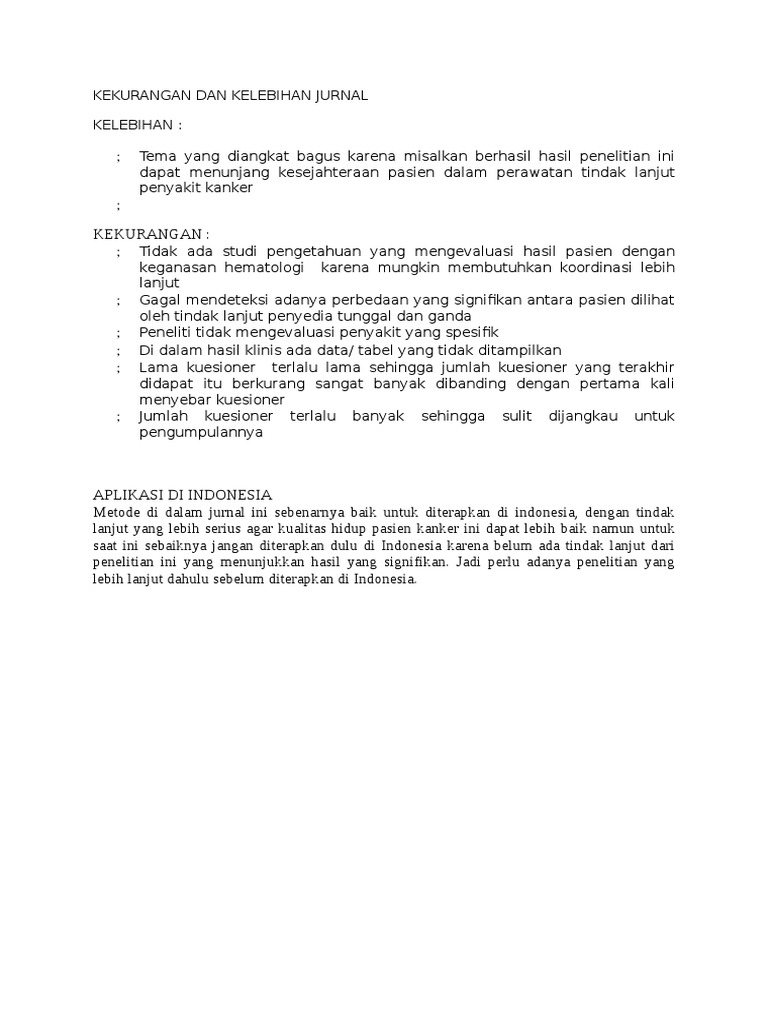 ☀ Contoh kelebihan dan kekurangan jurnal internasional