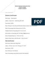 Fieldwork Experience Information Sheet: Include in Portfolio Complete in Duplicate