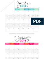 Free Printable 2014 Monthly Calendar