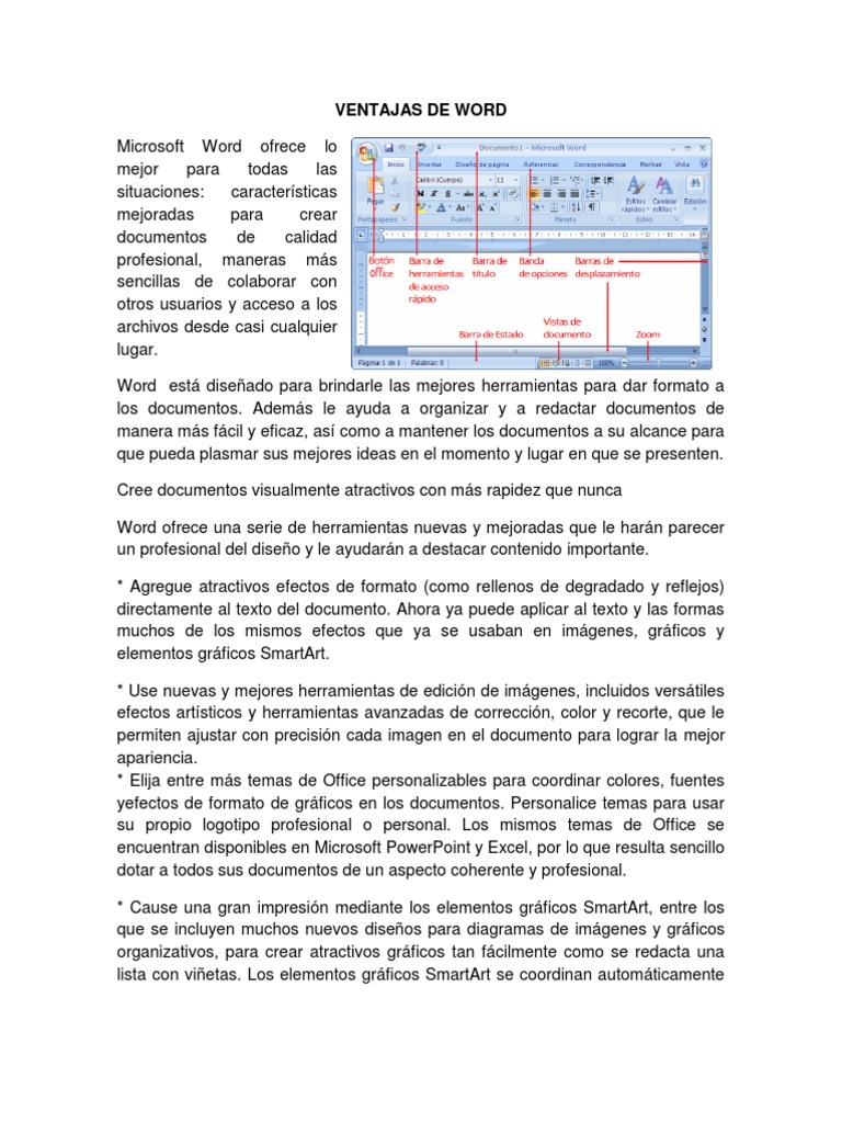 Ventajas de Word | PDF | Microsoft Excel | Hoja de cálculo