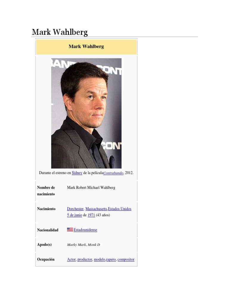 Mark Wahlberg | PDF | Premio de entretenimiento | Entretenimiento (general), image size:768x1024