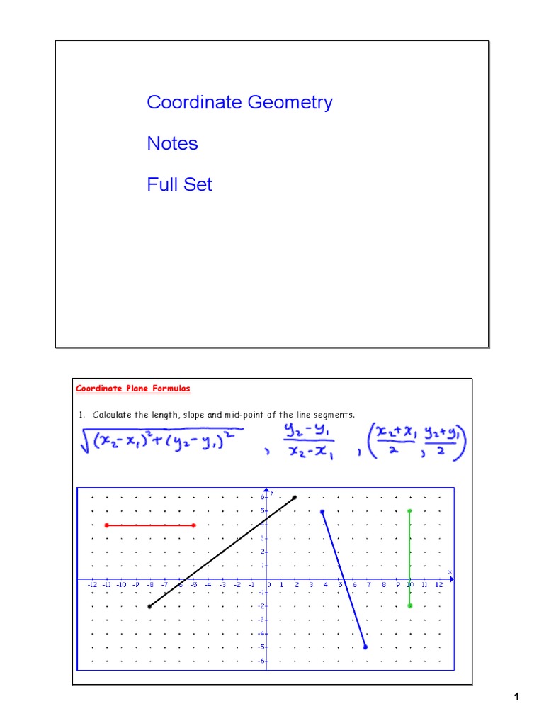 Coordinate Geometry Concepts and Formulas | PDF