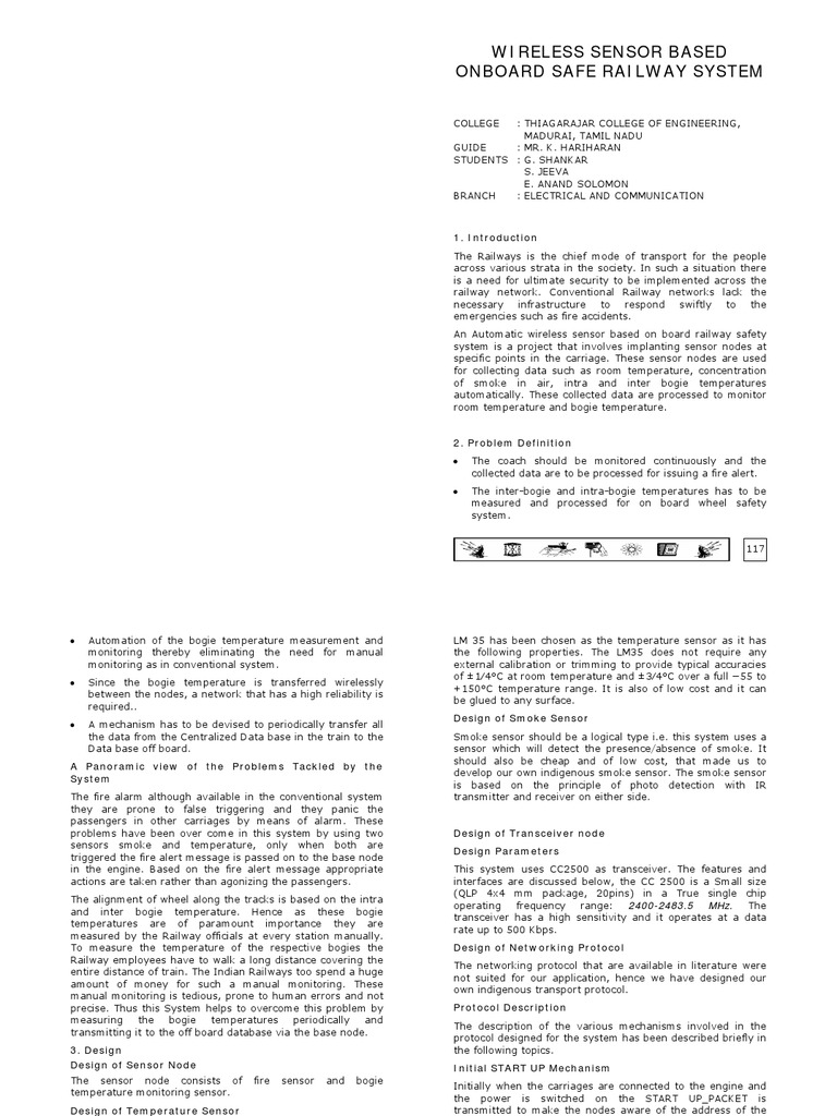 15 - Wireless Sensor Based Onboard Safe Railway System | PDF | Network ...