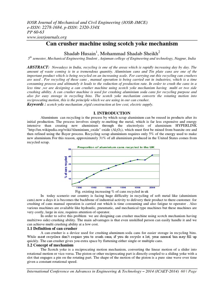 Can Crusher Mechanism Recycling Aluminium