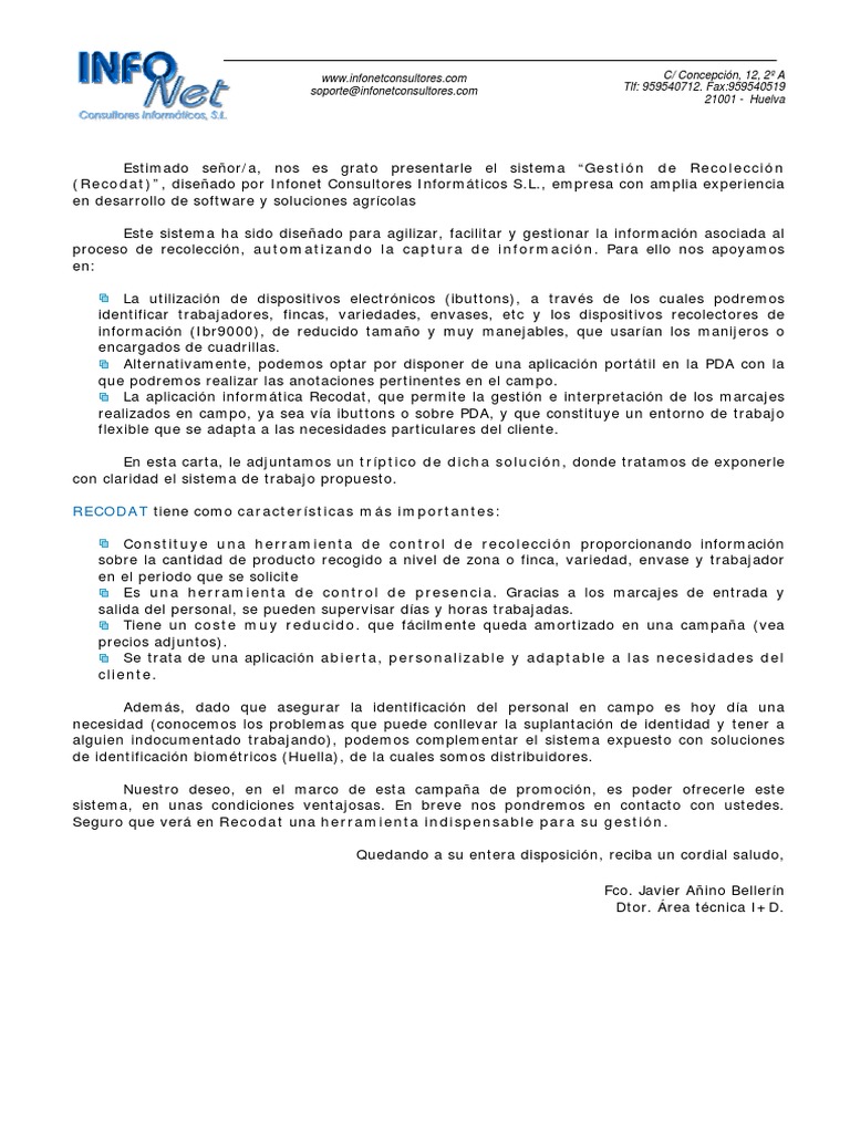 Carta Presentacion Genérica 4 | Asistente personal digital | Software