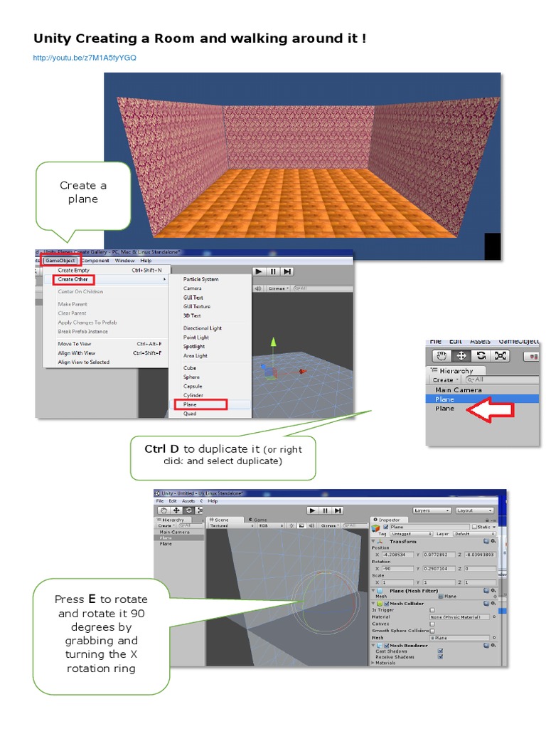 Unity Creating A Room and Walking Around It | PDF
