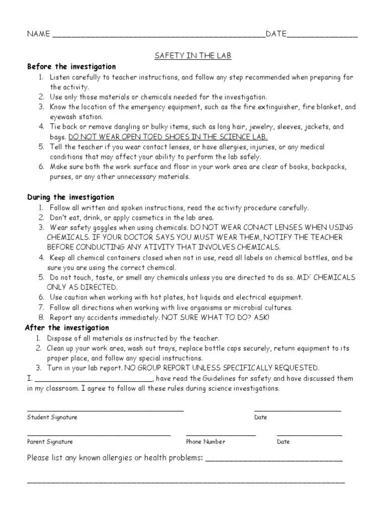 Lab Safety Guidelines for Students | PDF