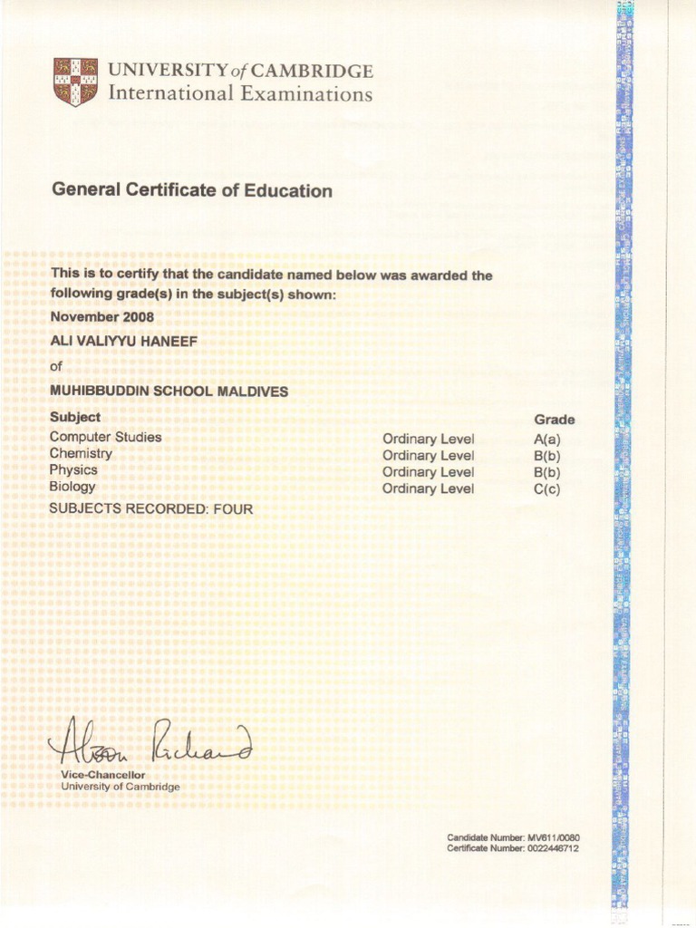 Gce O Level Certs
