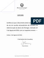 Ata Da Reunião Extraordinária Do Conselho de Administração Do Banco de Portugal