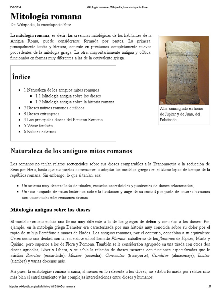 Mitología Romana - Wikipedia, La Enciclopedia Libre | PDF | Mitología ...
