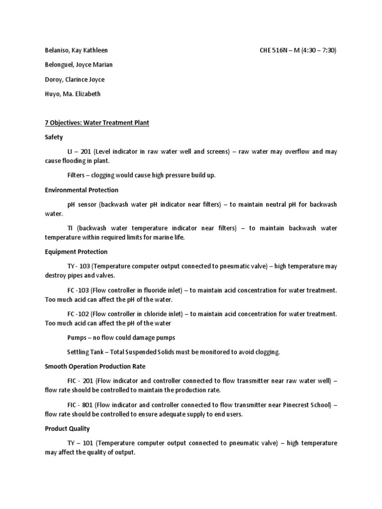 7 Objectives Water Treatment Plant Water Treatment Water