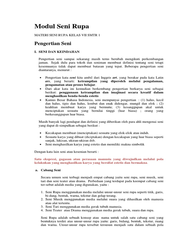 Modul Seni Rupa Pengetian