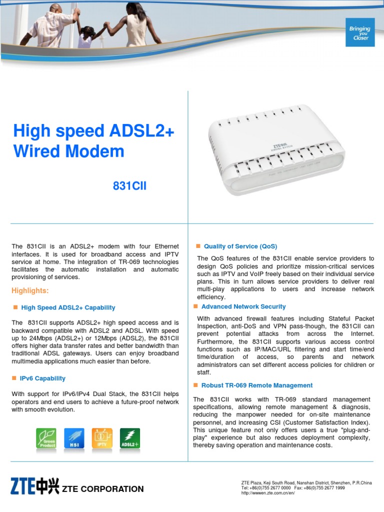 ZXDSL 831CII Datasheet | PDF | I Pv6 | Quality Of Service