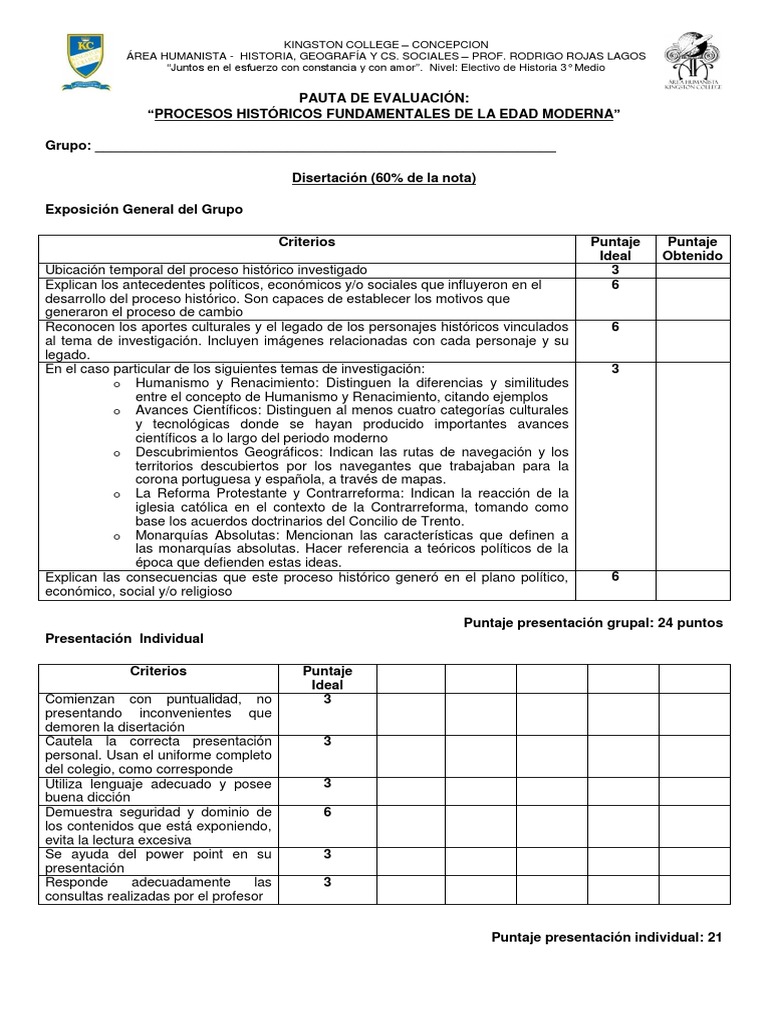 Evaluación de Disertación Historia Moderna | PDF | Período moderno ...