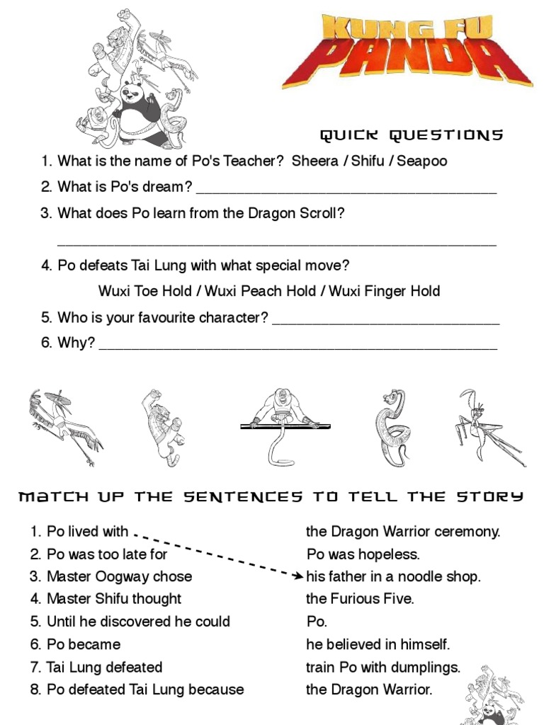 Kung Fu Panda Character Activities | PDF