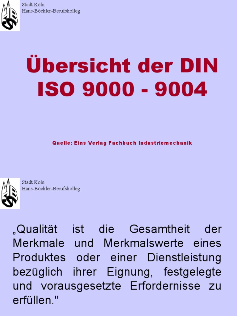 Übersicht DIN ISO 9000 - 9004 | PDF