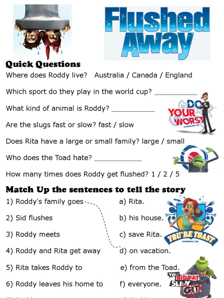 Flushed Away Comprehension Worksheet 2