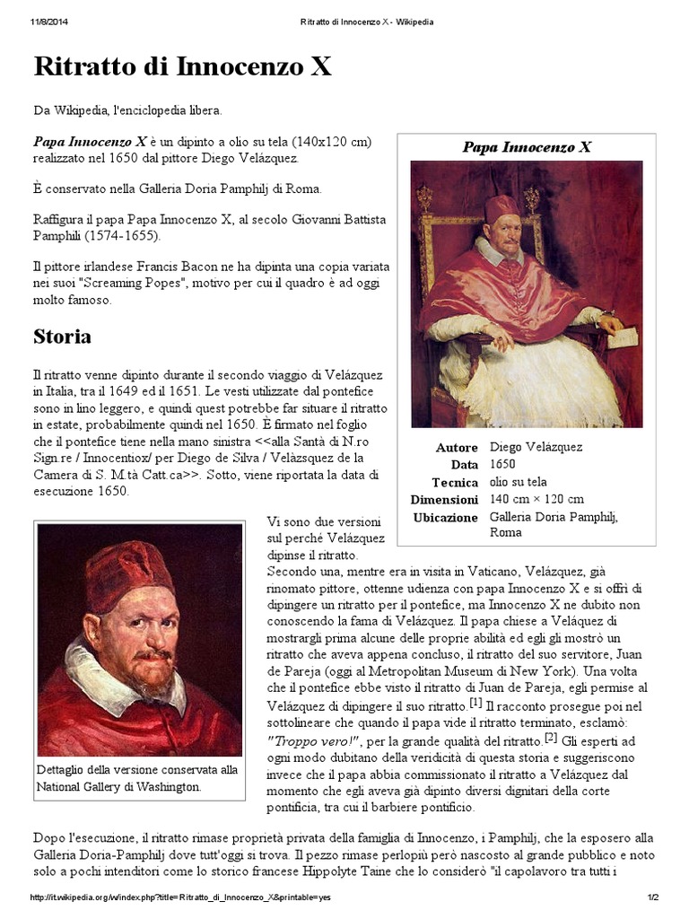 Ritratto Di Innocenzo X Wikipedia