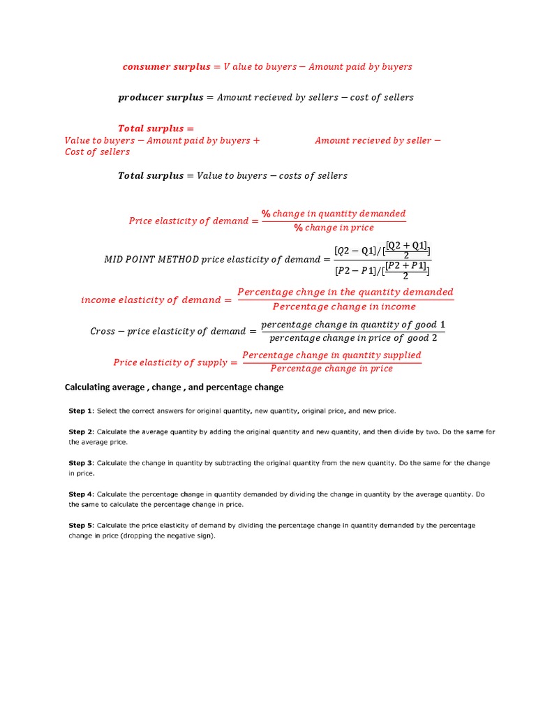 Formula Sheet Economics | PDF