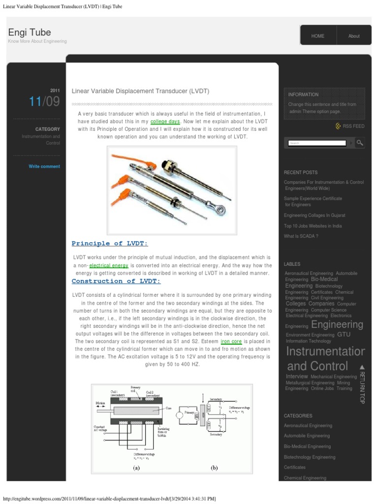 Linear Variable Displacement Transducer (LVDT) _ Engi Tube ...