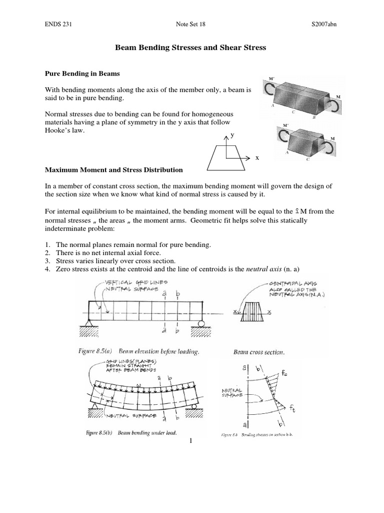 Beam Bending and Shear Stress Analysis | PDF | Bending | Beam (Structure)