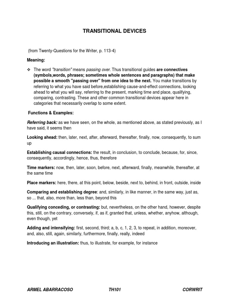 Transitional words and phrases image