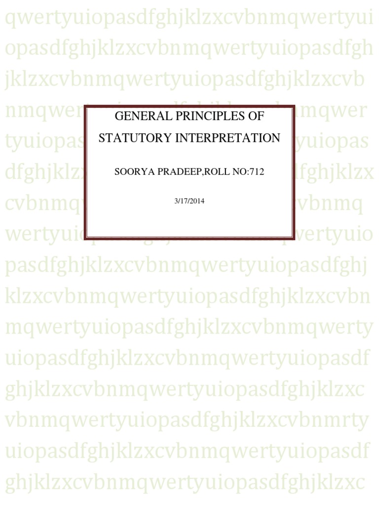General Principles of Statutory Interpretation PDF Plain Meaning