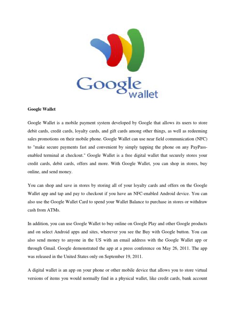 Google Wallet PDF Near Field Communication Debit Card