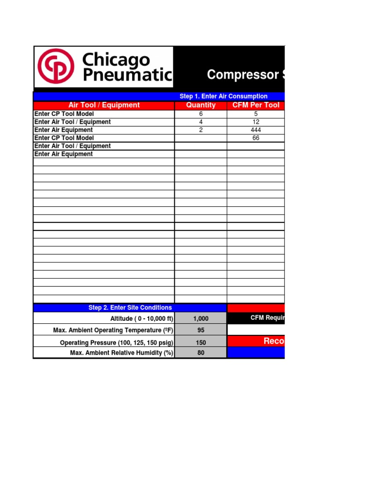 CP Compressor Sizing Calculator | PDF