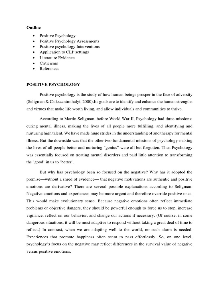 Positive Psychology Techniques Overview | PDF | Positive Psychology ...