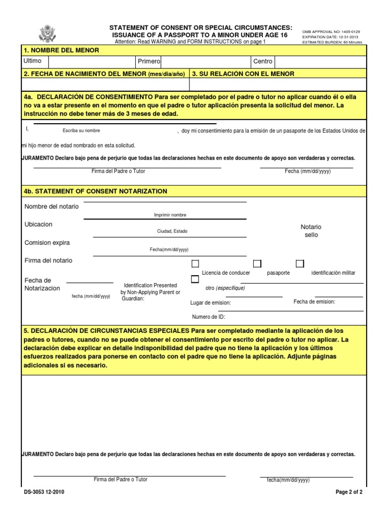 Instrucciones Formulario DS-3053 en Español | PDF | Derecho