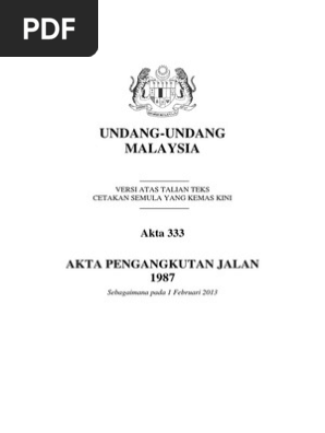 Akta 333 Akta Pengangkutan Jalan 1987 Pdf